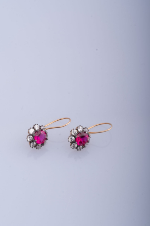 14 Ayar Altın Kırmızı Taşlı Klasik Küpe | Antik Stil Zarafet 3,98 GR Ürün Kodu: KP07258 - 4