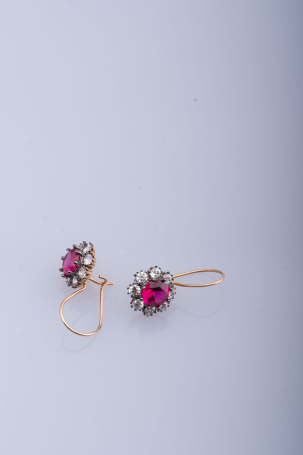 14 Ayar Altın Kırmızı Taşlı Klasik Küpe | Antik Stil Zarafet 3,98 GR Ürün Kodu: KP07258 - 5
