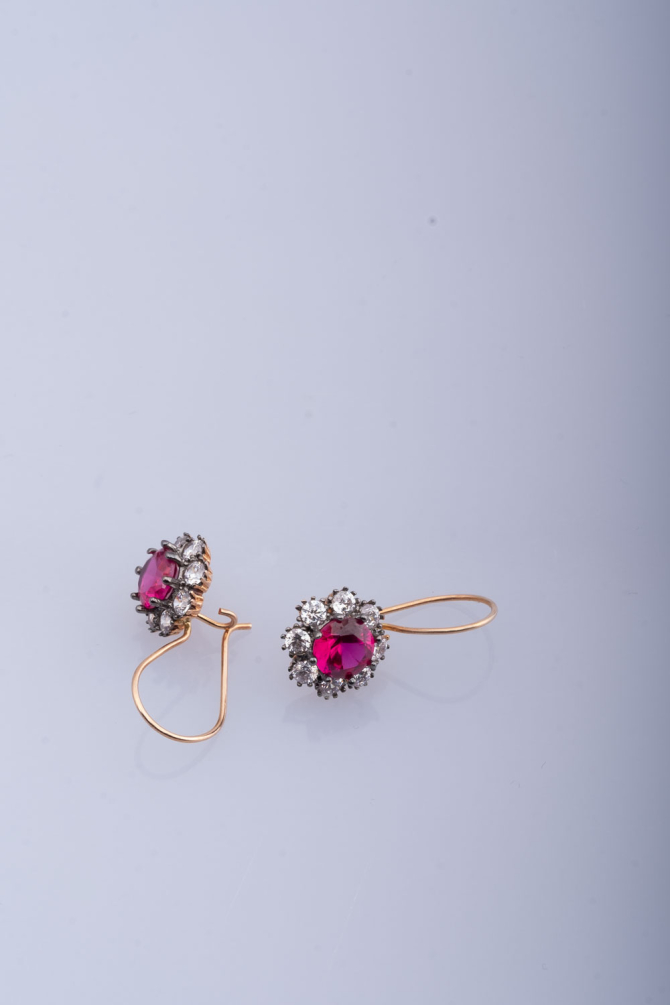 14 Ayar Altın Kırmızı Taşlı Klasik Küpe | Antik Stil Zarafet 3,98 GR Ürün Kodu: KP07258 - 5