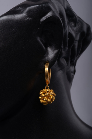 22 Ayar Altın Örgü Top Charm'lı Halka Küpe 6,94 GR Ürün Kodu: KP06977 - 7