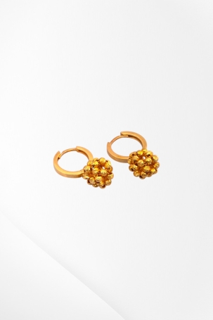 22 Ayar Altın Örgü Top Charm'lı Halka Küpe 6,94 GR Ürün Kodu: KP06977 - 1