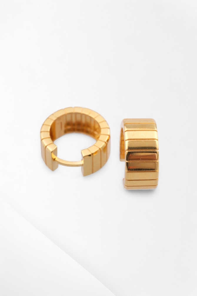 Geometrik Segmentli Modern Tasarım 22 Ayar Altın Halka Küpe - Alimoğlu Kuyumculuk 7,58 GR Ürün Kodu: KP07394 - 1