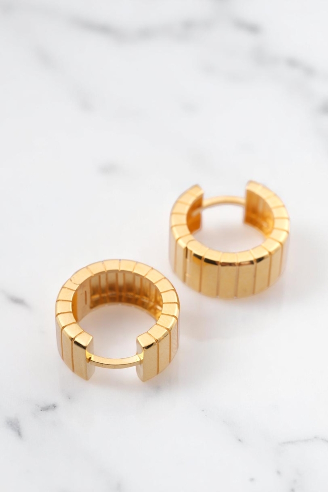 Geometrik Segmentli Modern Tasarım 22 Ayar Altın Halka Küpe - Alimoğlu Kuyumculuk 7,58 GR Ürün Kodu: KP07394 - 3