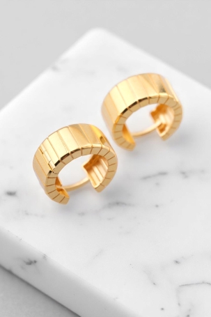 Geometrik Segmentli Modern Tasarım 22 Ayar Altın Halka Küpe - Alimoğlu Kuyumculuk 7,58 GR Ürün Kodu: KP07394 - 6