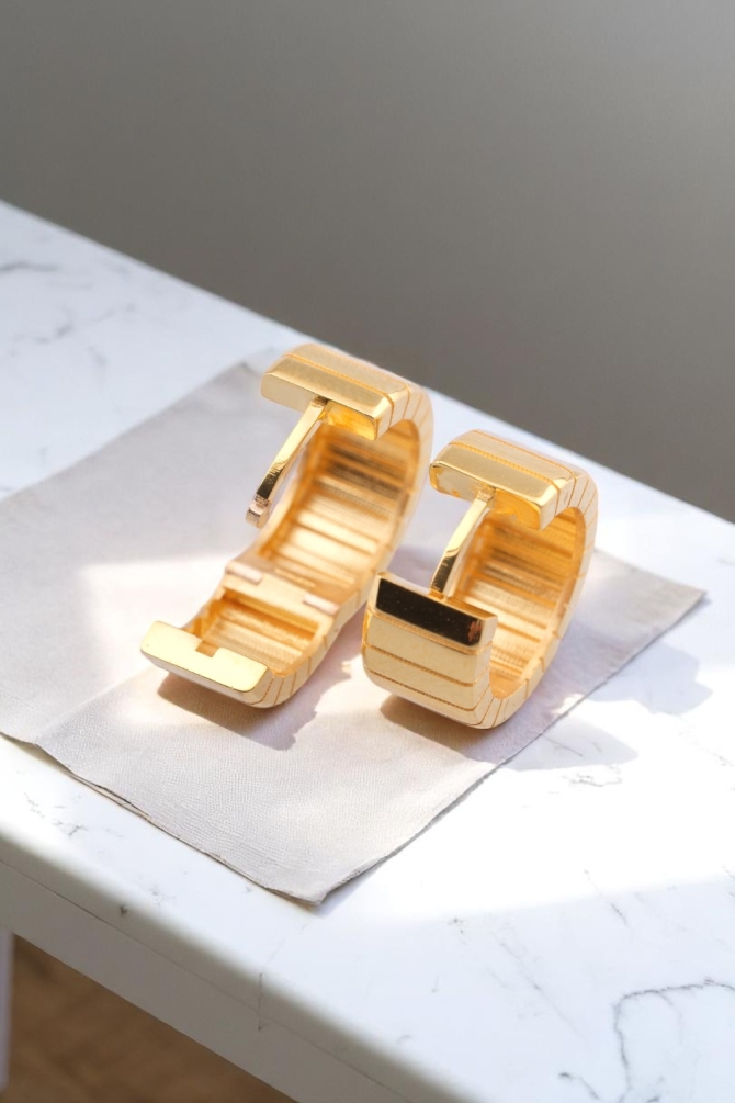 Geometrik Segmentli Modern Tasarım 22 Ayar Altın Halka Küpe - Alimoğlu Kuyumculuk 7,58 GR Ürün Kodu: KP07394 - 8