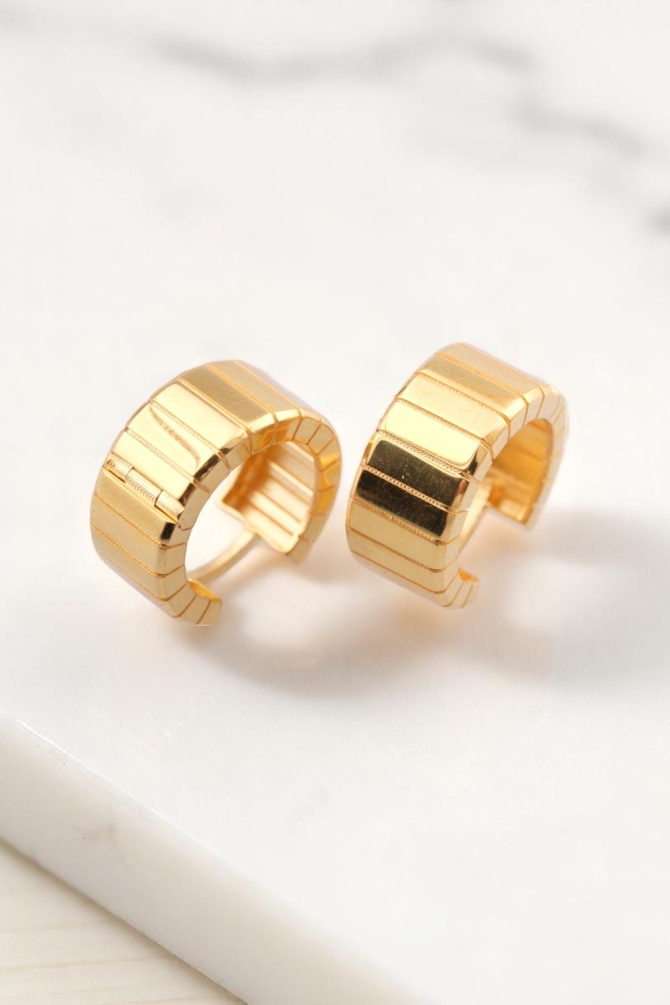 Geometrik Segmentli Modern Tasarım 22 Ayar Altın Halka Küpe - Alimoğlu Kuyumculuk 7,58 GR Ürün Kodu: KP07394 - 10
