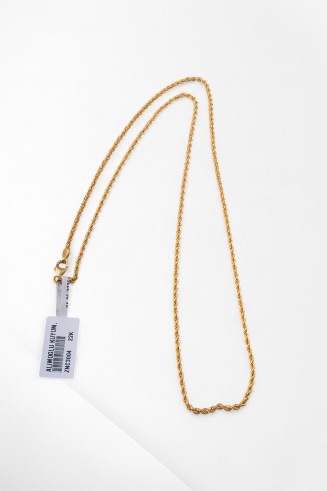 Klasik İnce Burgu (Halat) Model 22 Ayar Altın Zincir Kolye (60cm) - Alimoğlu Kuyumculuk 4,61 GR Ürün Kodu: ZNC3004 - 1
