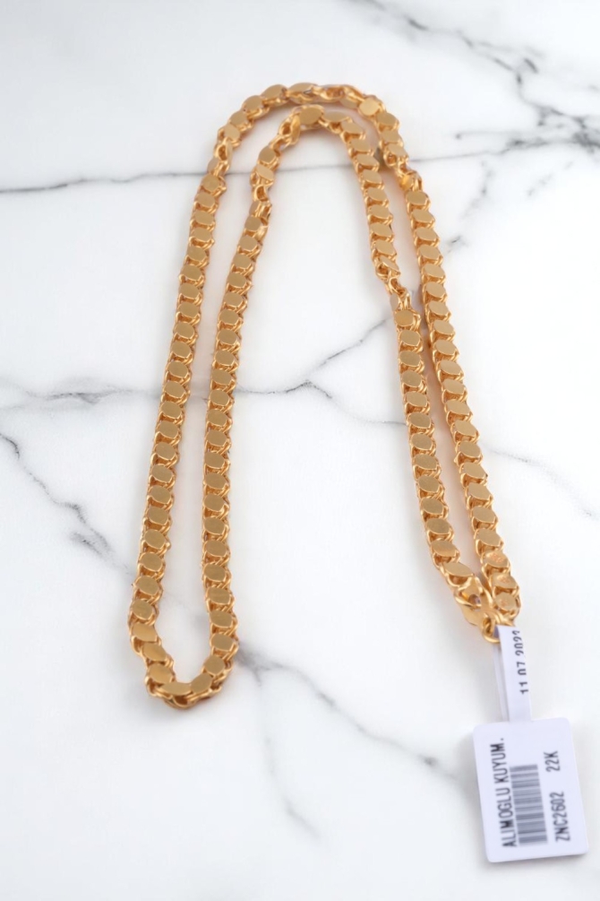 Klasik Pullu Model 22 Ayar Altın Zincir Kolye (60cm) - Alimoğlu Kuyumculuk 15,56 GR Ürün Kodu: ZNC2602 - 2