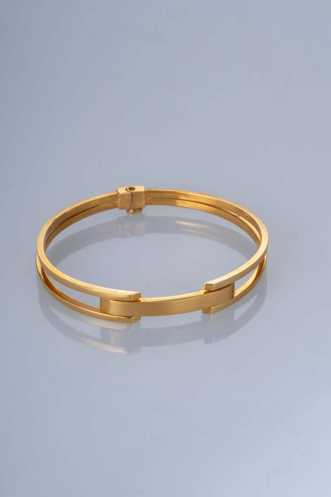 Modern Zarafet: 22 Ayar Altın Çift Hatlı Geometrik Bilezik 13,04 GR Ürün Kodu: KLP2399 - 2