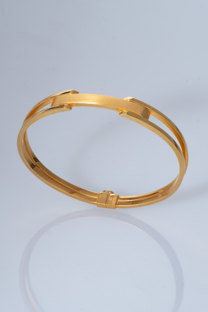 Modern Zarafet: 22 Ayar Altın Çift Hatlı Geometrik Bilezik 13,04 GR Ürün Kodu: KLP2399 - 3