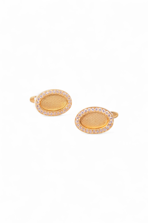 Zirkon Taşlı Çerçeveli ve Kalem İşçilikli Oval Model İhtişamlı 22 Ayar Altın Küpe - 4