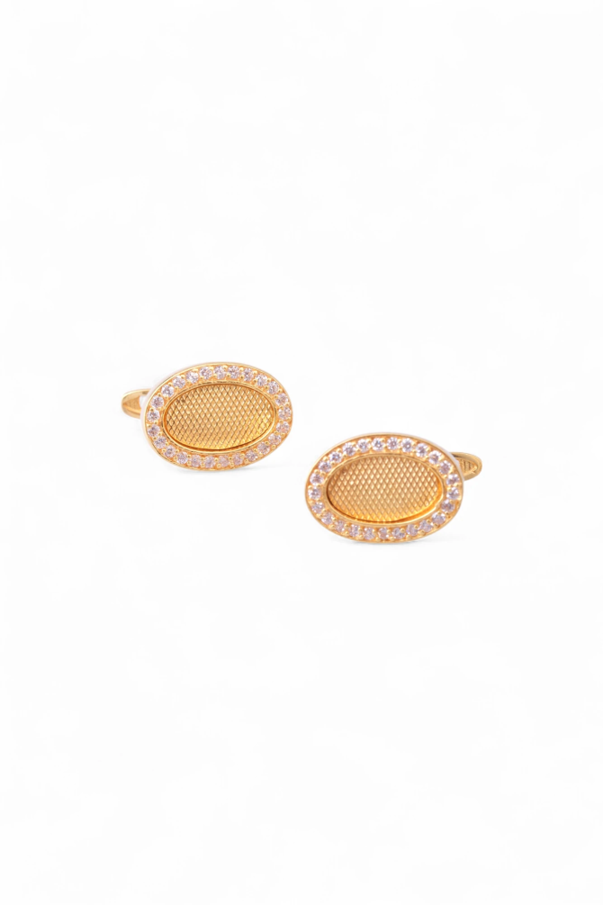 Zirkon Taşlı Çerçeveli ve Kalem İşçilikli Oval Model İhtişamlı 22 Ayar Altın Küpe - 4